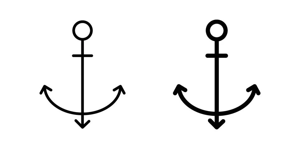 Anchor icon silhouette vector set. thin line pack Stock Illustration