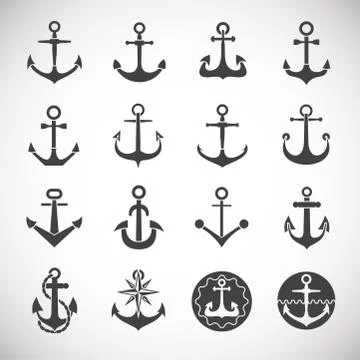 Anchor icons set on background for graphic and web design. Creative illustration Stock Illustration