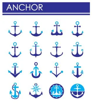 Anchor icons set on background for graphic and web design. Creative illustration Stock Illustration