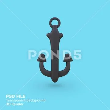 Anchor isolated 3d render icon illustration PSD Template