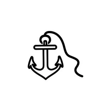 Anchor Line Icon In Flat Style Vector Icon For Apps And Websites. Black Icon Stock Illustration