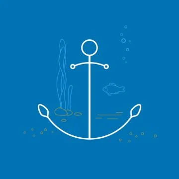 Anchor , Line Style Design Stock Illustration