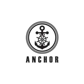 Anchor Logo design vector minimalist Stock Illustration