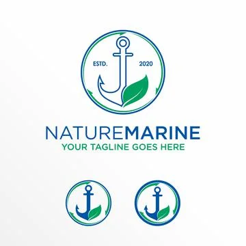 Anchor logo free vector. Leaf and arrow abstract design concept. Stock Illustration