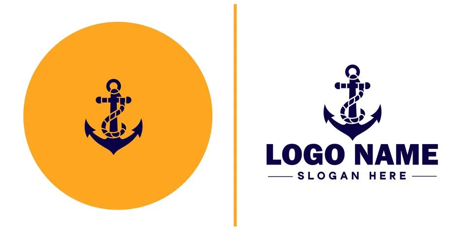 Anchor logo icon vector for Ship Yacht Luxury marine anchor icon logo templat Stock Illustration