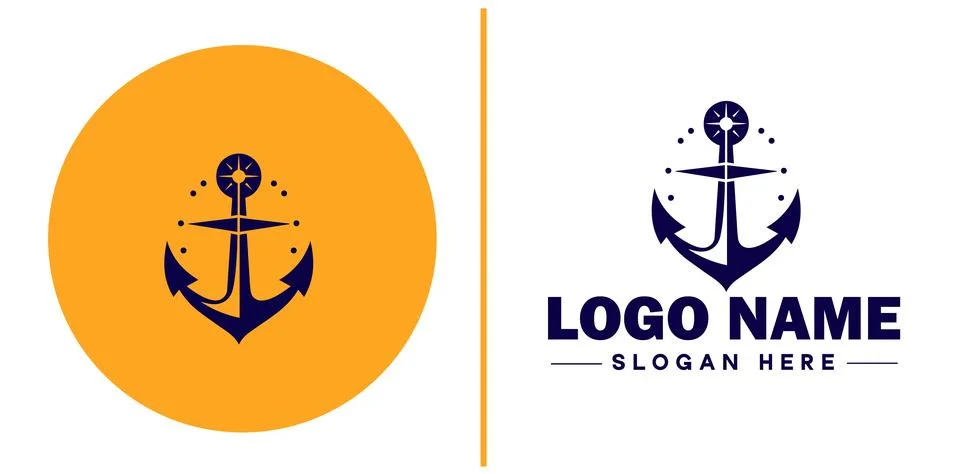 Anchor logo icon vector for Ship Yacht Luxury marine anchor icon logo templat Illustrazione stock