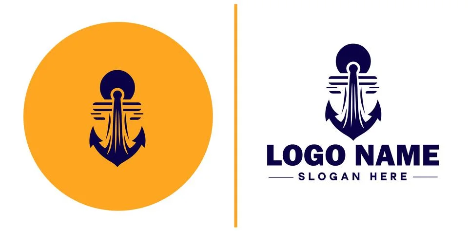 Anchor logo icon vector for Ship Yacht Luxury marine anchor icon logo templat Stock Illustration