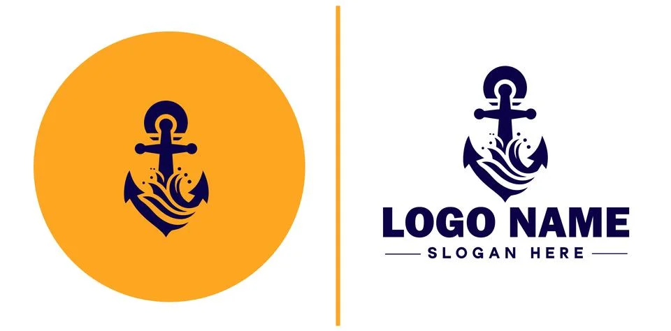 Anchor logo icon vector for Ship Yacht Luxury marine anchor icon logo templat Stock Illustration