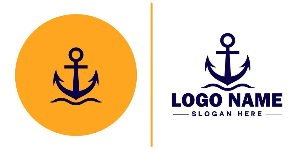 Anchor logo icon vector for Ship Yacht Luxury marine anchor icon logo templat Stock Illustration