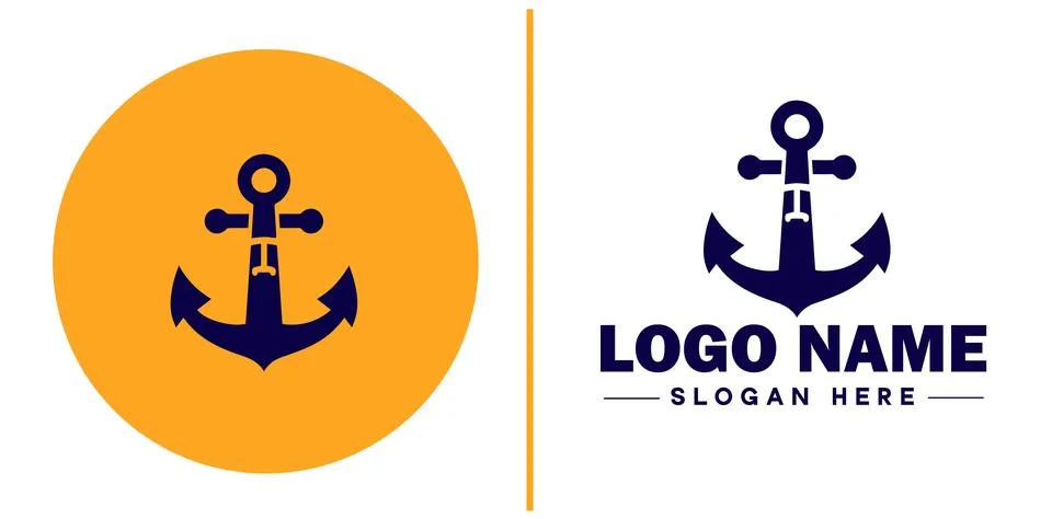 Anchor logo icon vector for Ship Yacht Luxury marine anchor icon logo templat Stock Illustration
