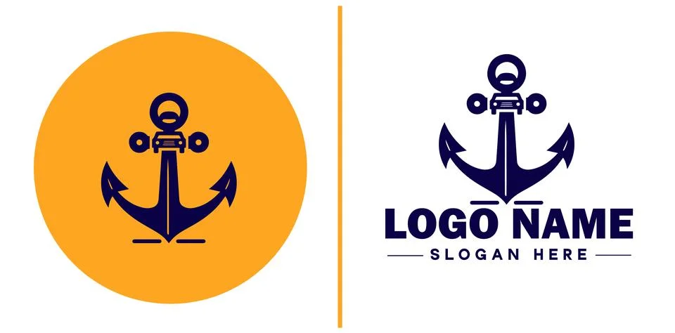 Anchor logo icon vector for Ship Yacht Luxury marine anchor icon logo templat Stock Illustration