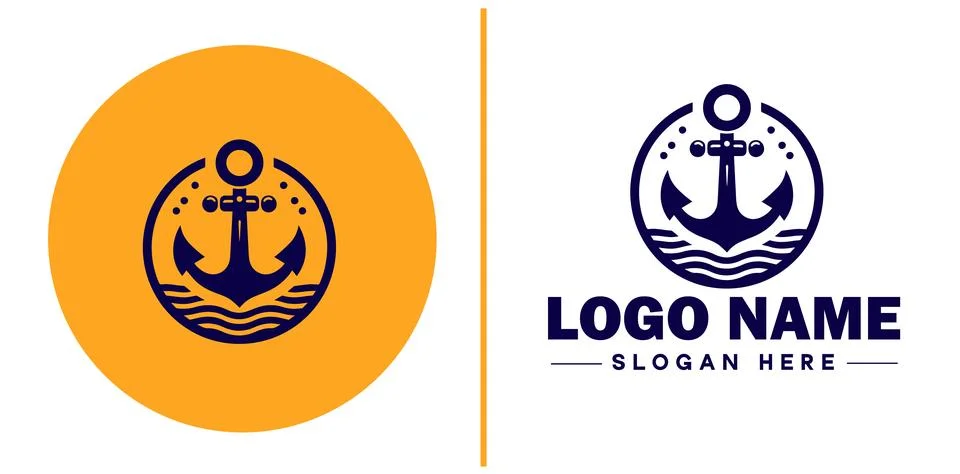 Anchor logo icon vector for Ship Yacht Luxury marine anchor icon logo templat Stock Illustration