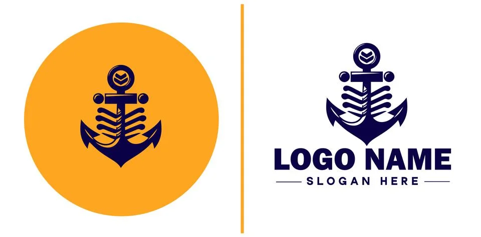 Anchor logo icon vector for Ship Yacht Luxury marine anchor icon logo templat Illustrazione stock