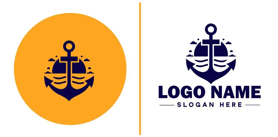 Anchor logo icon vector for Ship Yacht Luxury marine anchor icon logo templat Stock Illustration
