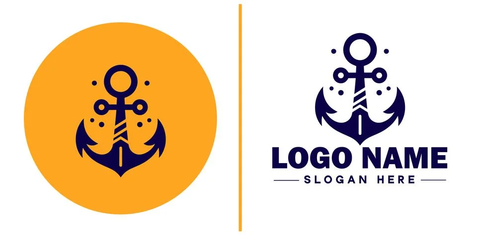 Anchor logo icon vector for Ship Yacht Luxury marine anchor icon logo templat Illustrazione stock