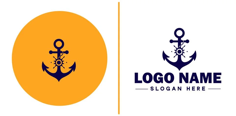 Anchor logo icon vector for Ship Yacht Luxury marine anchor icon logo templat Stock Illustration