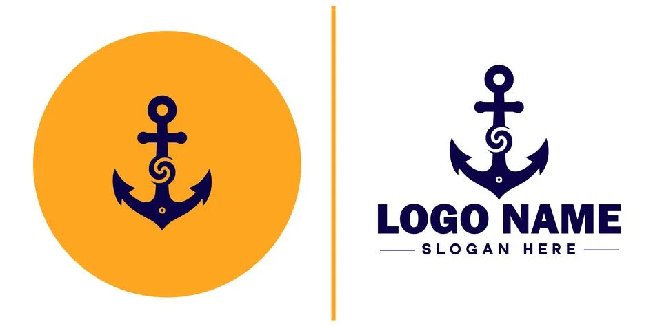 Anchor logo icon vector for Ship Yacht Luxury marine anchor icon logo templat Stock Illustration