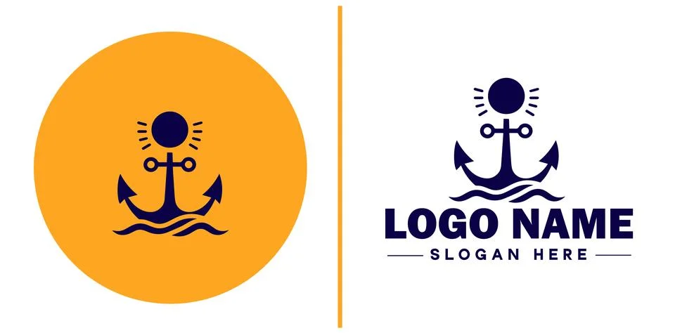Anchor logo icon vector for Ship Yacht Luxury marine anchor icon logo templat Stock Illustration