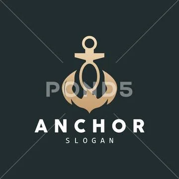 Anchor Logo, Ocean Ship Vector, Simple Minimalist Design, Anchor