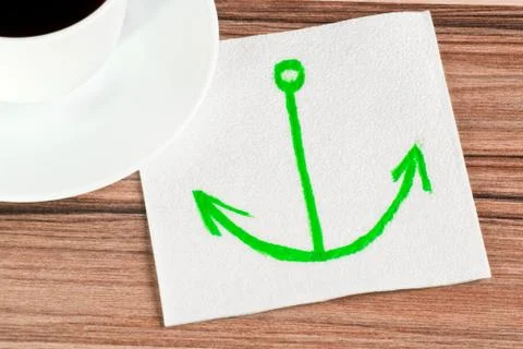 Anchor on a napkin Stock Photos