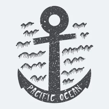 Anchor Pacific ocean 库存插图