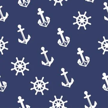 Anchor pattern repeat seamless in blue color for any design. Foto stock