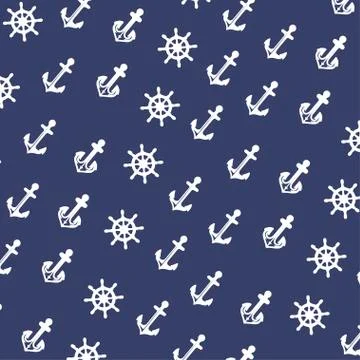 Anchor pattern repeat seamless in blue color for any design. Stock Photos