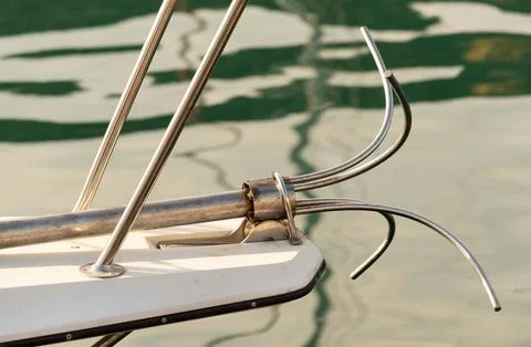Anchor on Prow of boat Stock Photos