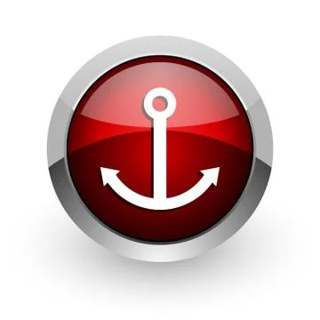 Anchor red circle web glossy icon. 库存插图