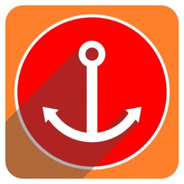 Anchor red flat icon isolated. Stock Illustration