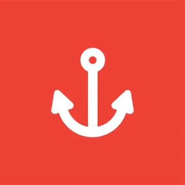 Anchor Red Icon On White Background. Red Flat Style Vector Illustration Stock Illustration