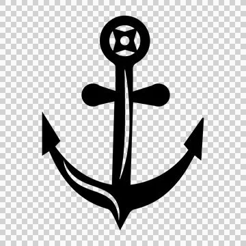 Anchor With Ring And Nautical In Black Illustrazione stock
