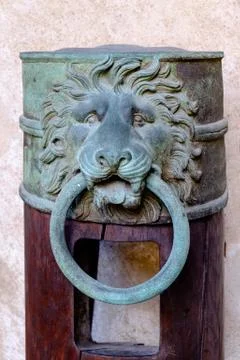 Anchor ring on lion head Stock Photos