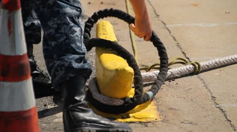Anchor rope being tied Video stock 35170656