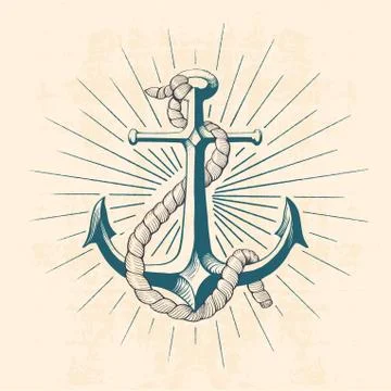 Anchor with rope Stock Illustration