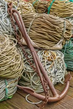 Anchor with ropes Stock Photos