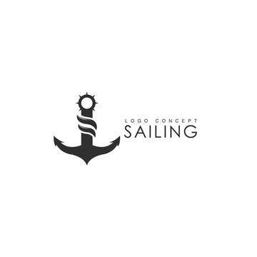 Anchor Sailing Logo Design Template Flat Style Design Vector Stock Illustration