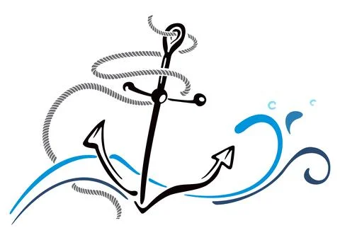 Anchor in sea Stock Illustration