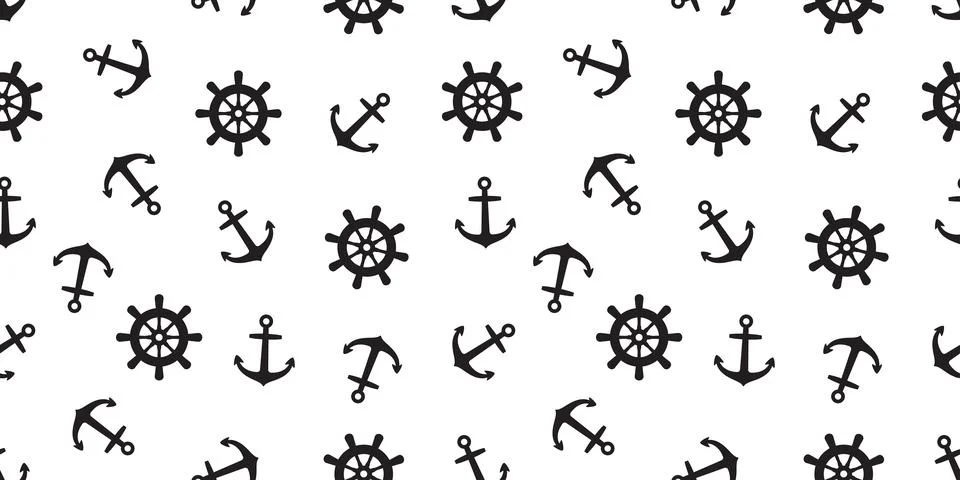 Anchor Seamless helm Pattern vector boat maritime Nautical ocean sea pirate Stock Illustration