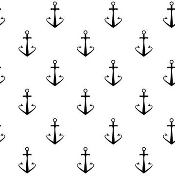 Anchor seamless pattern black white Stock Illustration