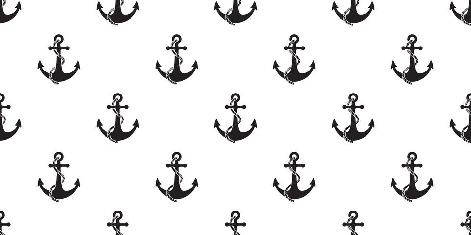 Anchor Seamless Pattern boat vector pirate isolated Nautical maritime sea ocean Illustrazione stock