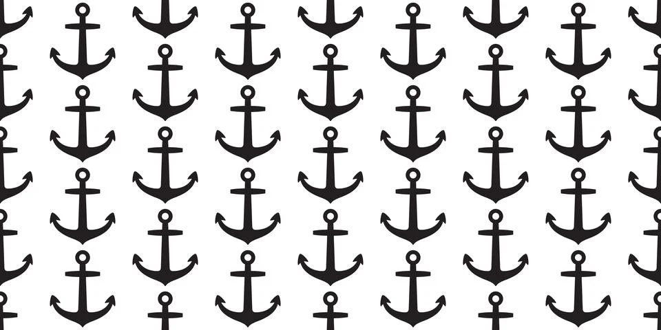 Anchor Seamless Pattern boat vector pirate Nautical maritime sea ocean Stock Illustration