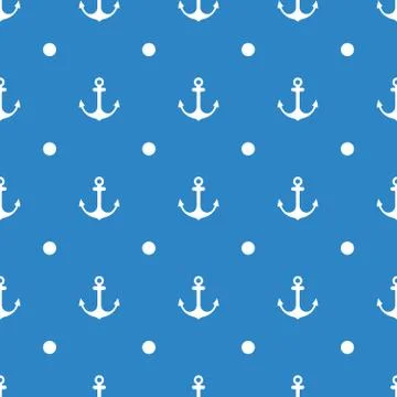 Anchor Seamless Pattern flat design Vector Illustration. Stock Illustration
