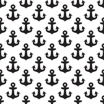 Anchor seamless pattern isolated on white background. Sea design template.  Stock Illustration