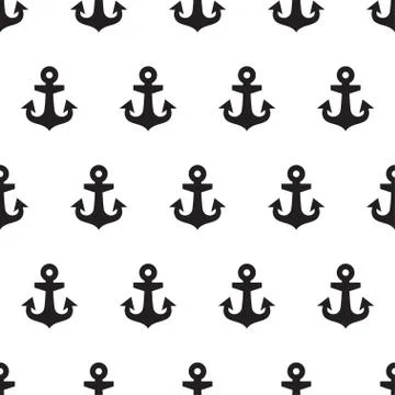 Anchor seamless pattern isolated on white background. Sea design template. Stock Illustration