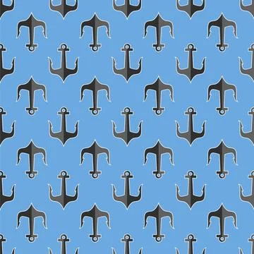 Anchor Seamless Pattern. Set of Anchor Isolated on White Background. Ancho... Foto stock