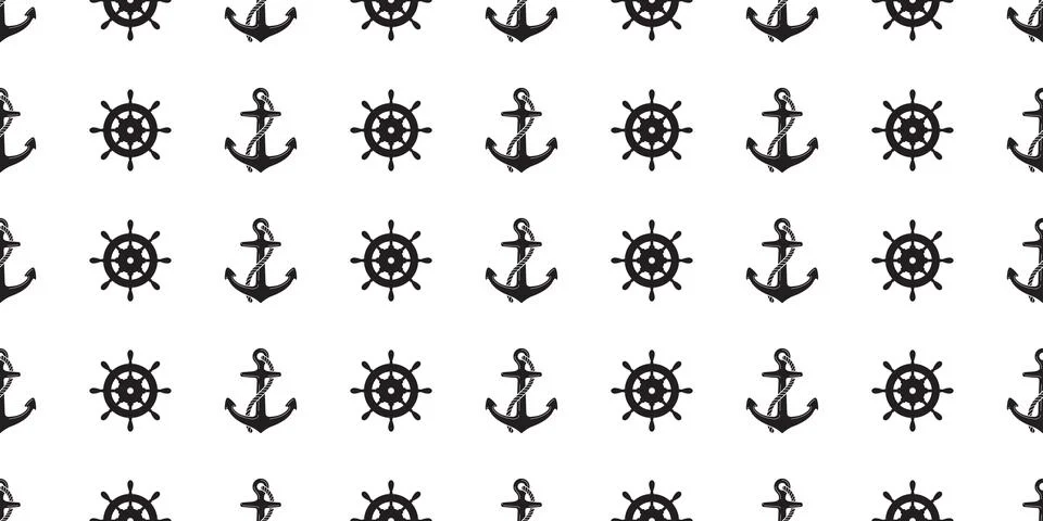 Anchor Seamless Pattern vector boat maritime Nautical sea ocean Stock Illustration