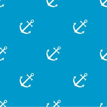 Anchor seamless pattern. Vector illustration on a blue background. 스톡 일러스트
