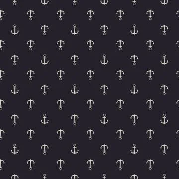 Anchor seamless pattern vector illustration. Black and gray. Stock Illustration