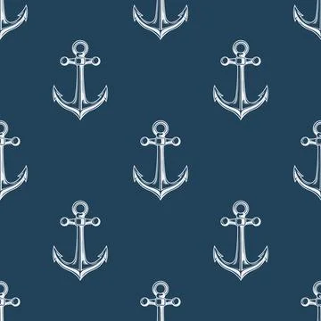 Anchor Seamless Pattern, Vector Illustration. Anchor Nautical Pattern. Anch.. Stock Illustration